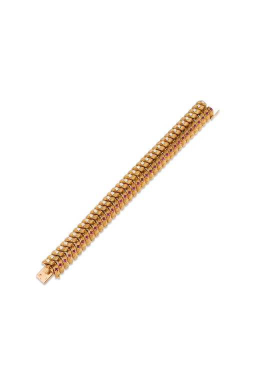 Yellow Gold Ruby and Diamond Bracelet