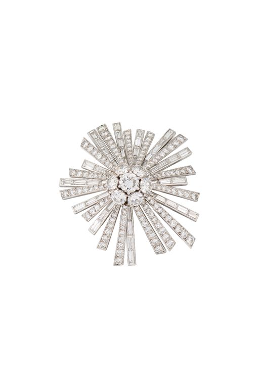 White Gold Diamond Sun Brooch