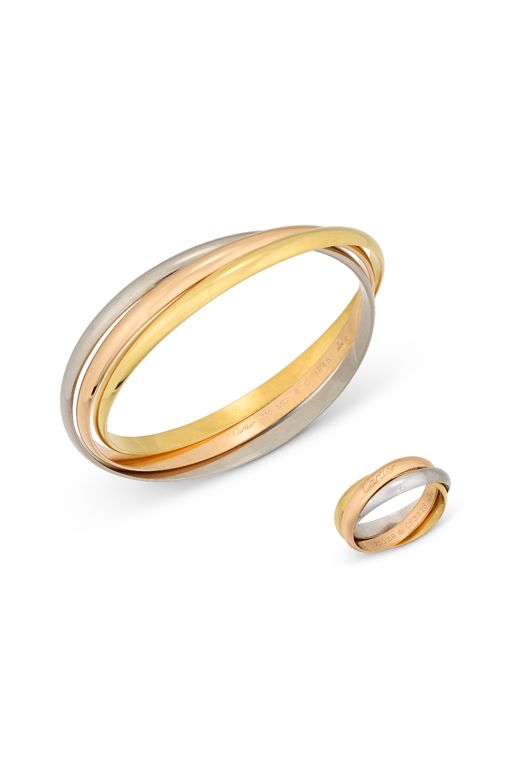 18k White Rose and Yellow Gold Trinity Jewelry Set