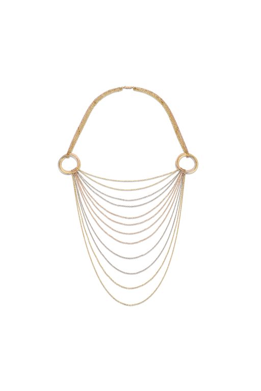 Tri-Color Gold Draperie Necklace