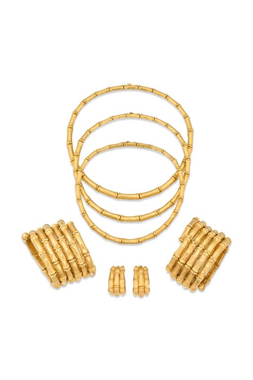 Yellow Gold Bamboo Jewelry Set