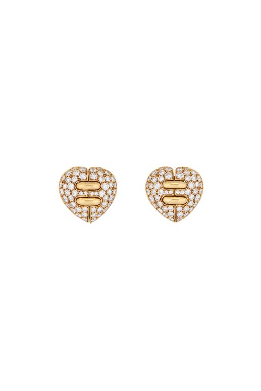 18k Yellow Gold Diamond Heart Earrings