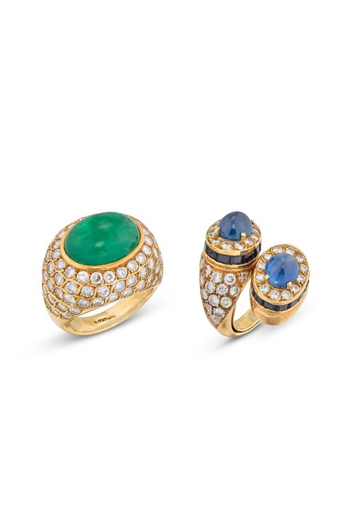 Two Yellow Gold Gemstone Rings