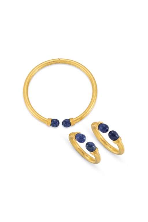 18k Yellow Gold Sodalite Jewelry Set