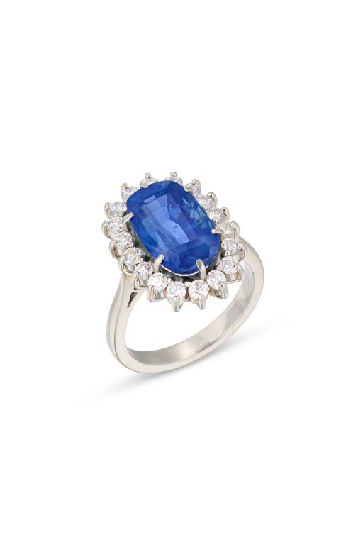 Platinum Sapphire and Diamond Ring