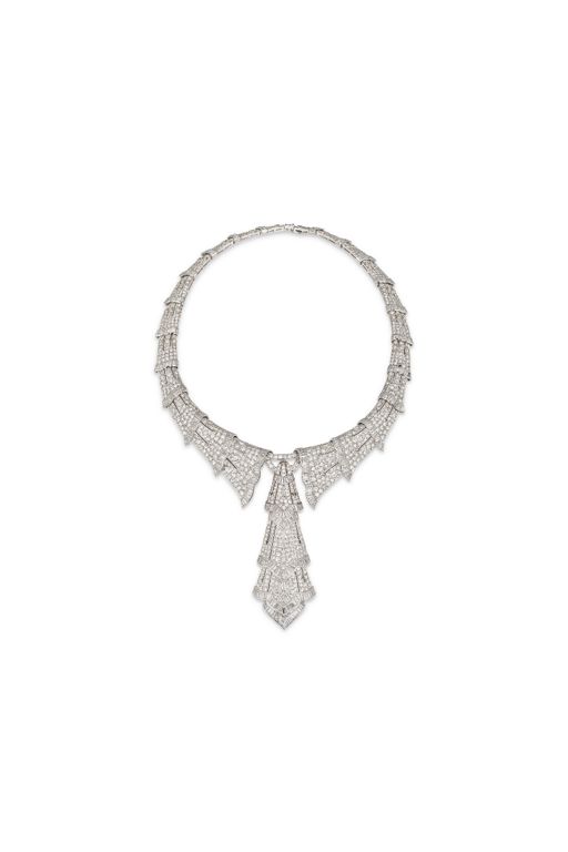 White Metal Diamond Pendant Necklace