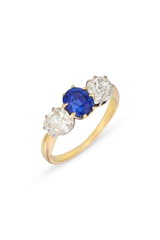 Yellow Gold Sapphire and Diamond Ring