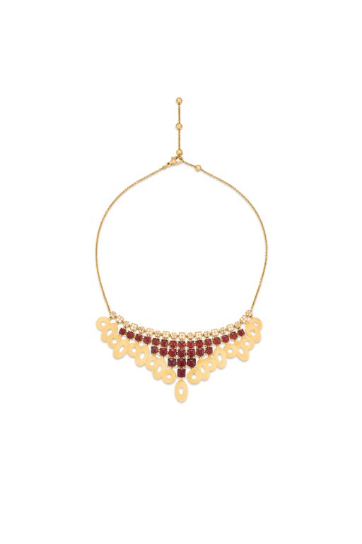 Yellow Gold Garnet and Diamond Necklace