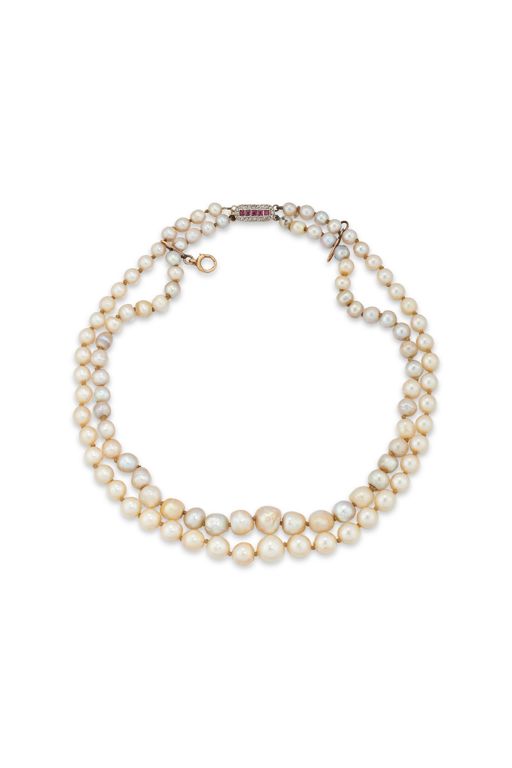 Pearl, Ruby and Diamond Necklace