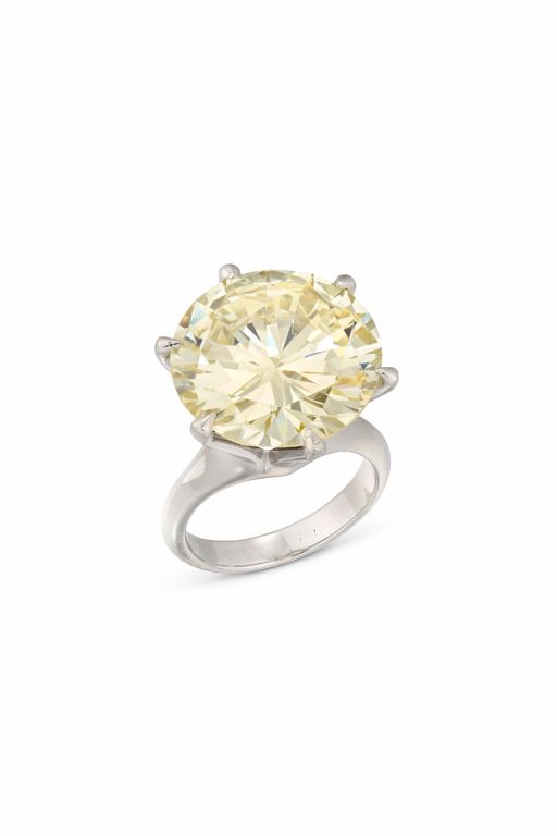 White Metal Diamond Solitaire Ring