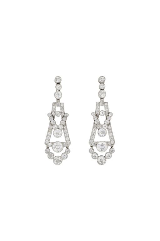 Platinum and Yellow Gold Diamond Earrings