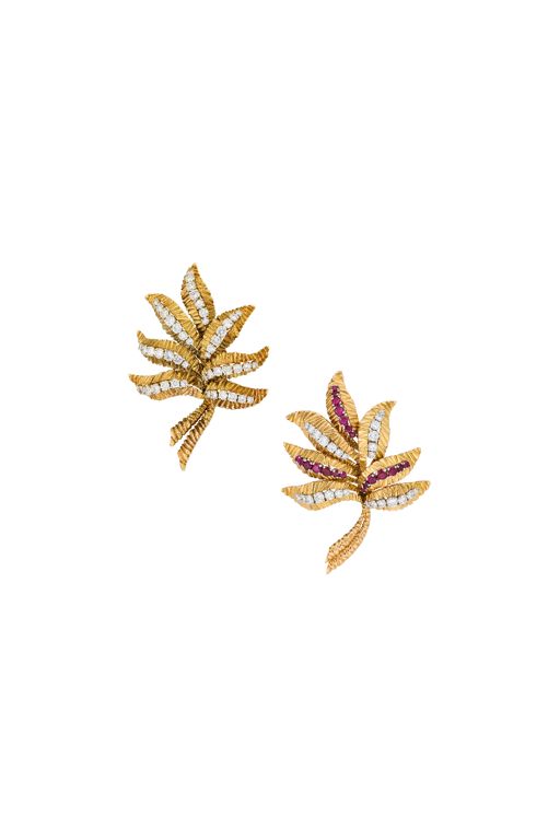 Two 18k Yellow Gold Diamond Brooches