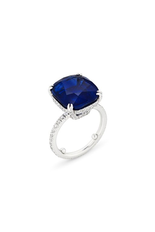 Platinum Sapphire and Diamond Ring