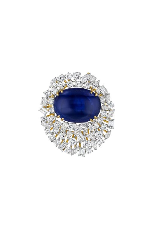 Gold and Platinum Sapphire and Diamond Brooch