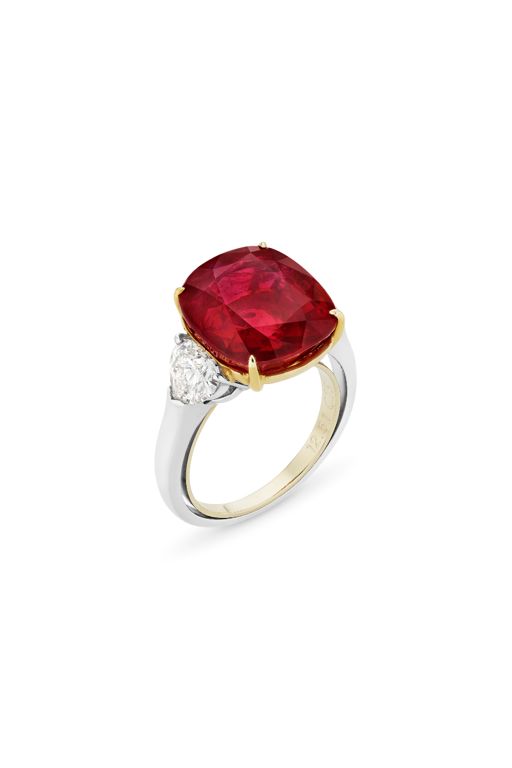 Platinum and Yellow Gold Ruby and Diamond Ring