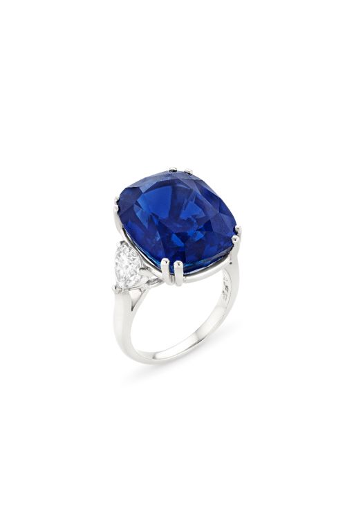 Platinum Sapphire and Diamond Ring