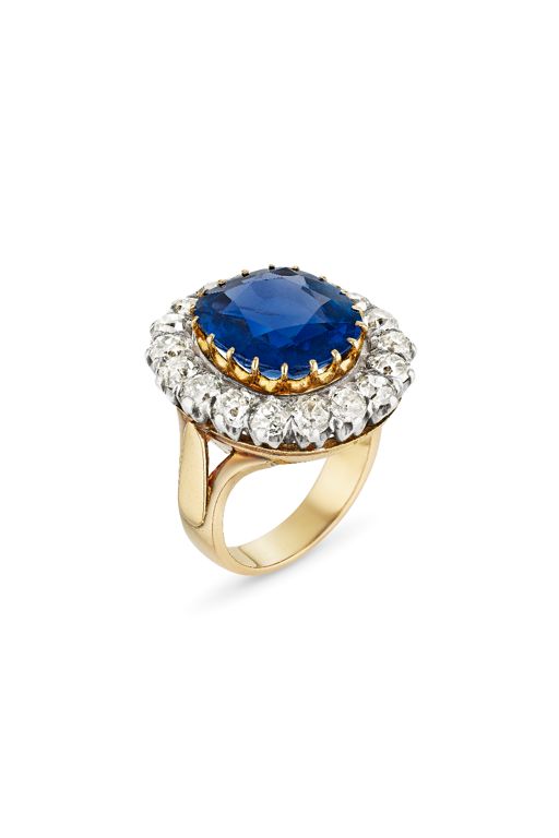 Yellow Gold Sapphire and Diamond Ring