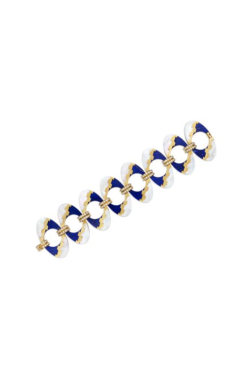 18k Yellow Gold Lapis, MOP and Diamond Bracelet