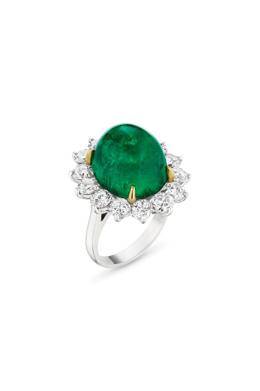 Platinum and Yellow Gold Emerald and Diamond Ring