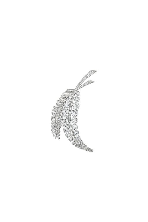 18k White Gold and Platinum Diamond Brooch
