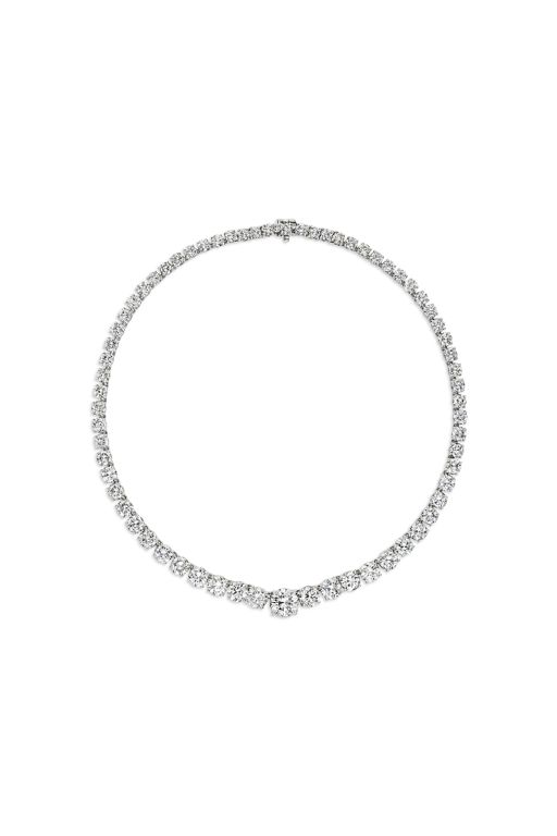 Platinum and White Gold Diamond Rivière Necklace