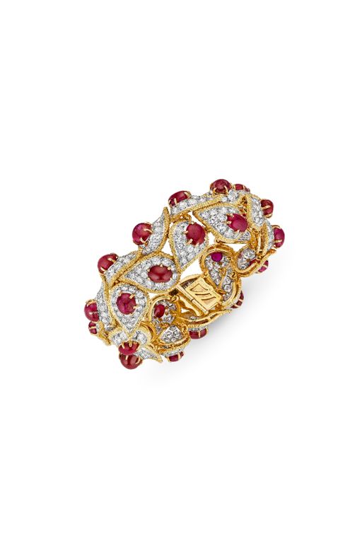 Platinum and Yellow Gold Ruby and Diamond Bracelet