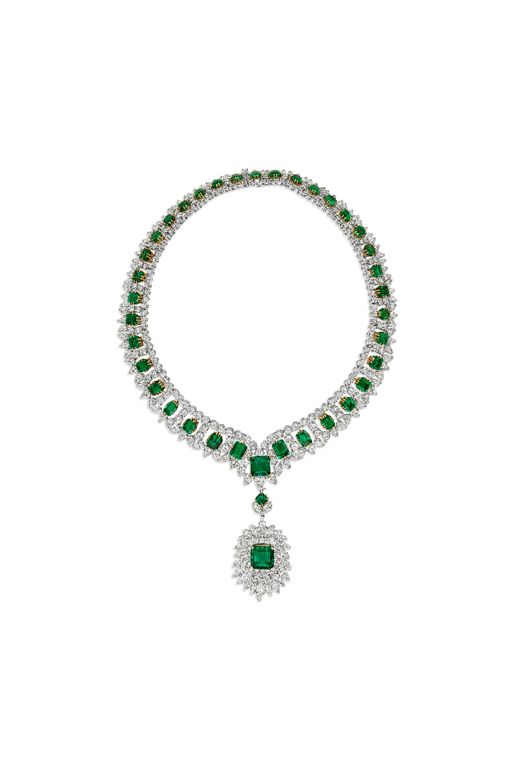 Emerald and Diamond Pendant Necklace