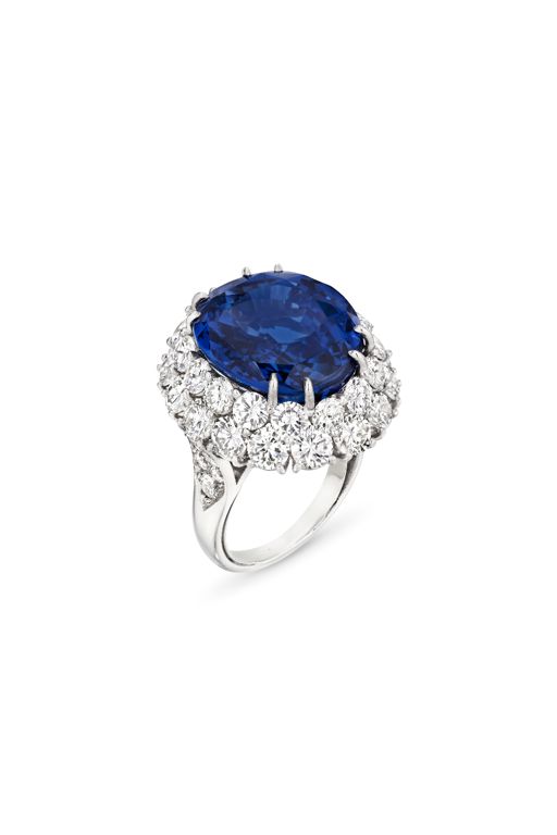 Platinum Sapphire and Diamond Ring