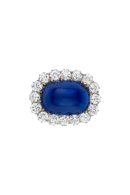 Gold and Platinum Sapphire and Diamond Brooch