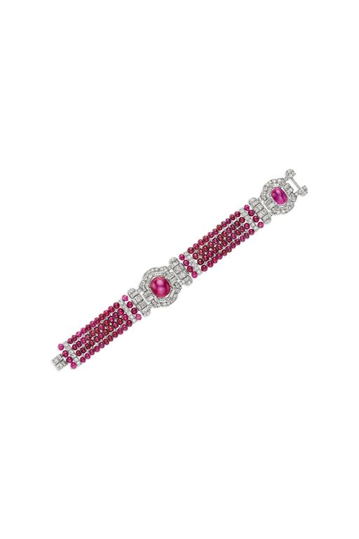 Platinum Ruby and Diamond Bracelet