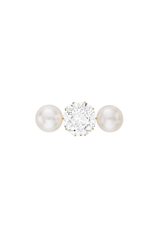 Yellow Gold Pearl and Diamond Brooch