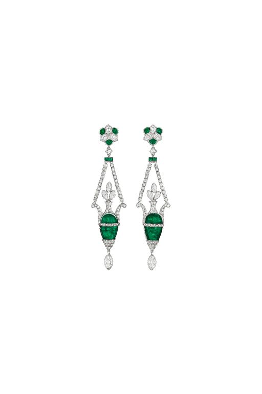 Platinum Emerald and Diamond Earrings