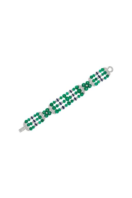 Platinum Emerald, Sapphire and Diamond Bracelet