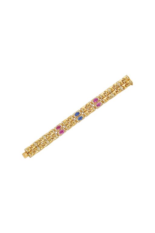 18k Yellow Gold Sapphire and Diamond Bracelet
