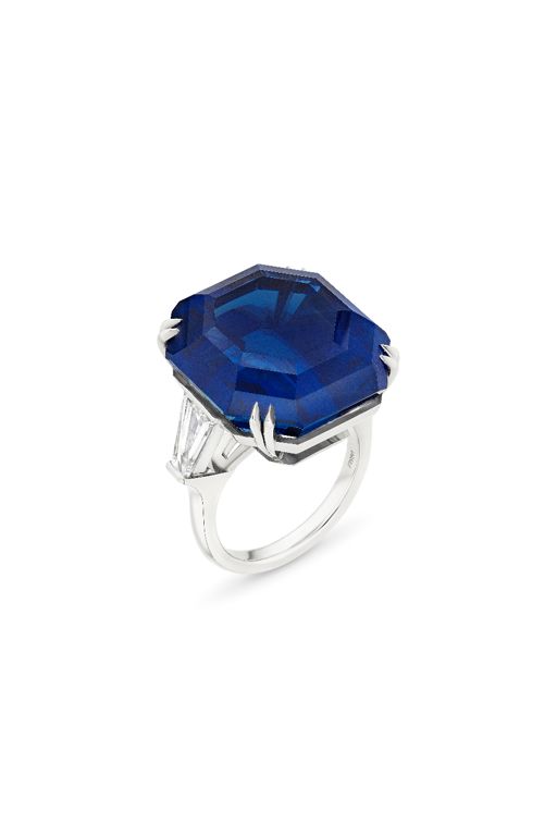 Platinum Sapphire and Diamond Ring