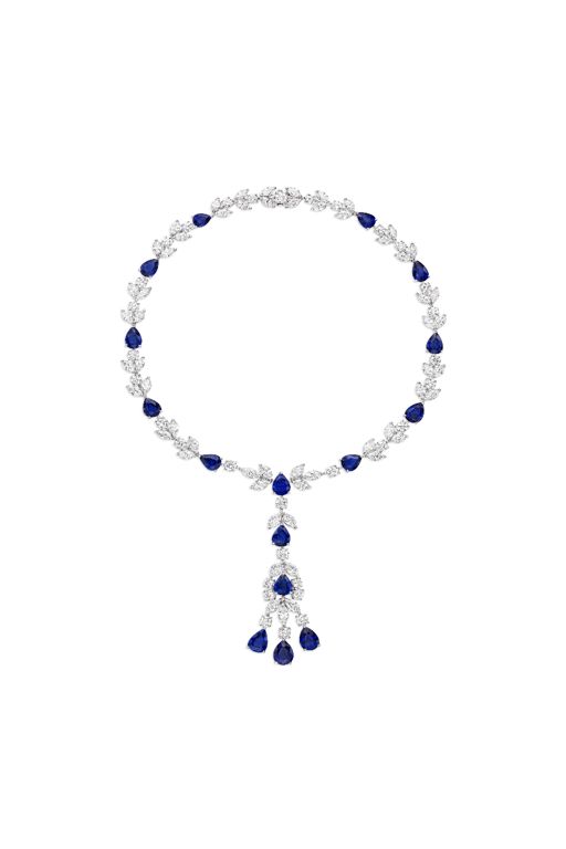 Platinum Sapphire and Diamond Pendant Necklace