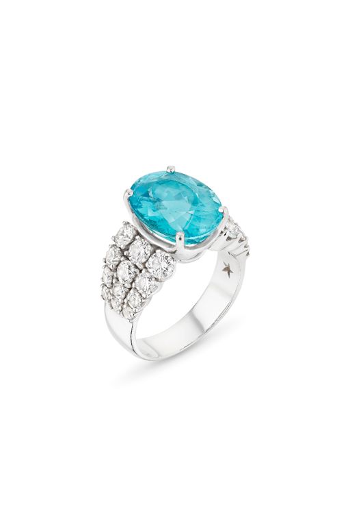 18k White Gold Tourmaline and Diamond Ring