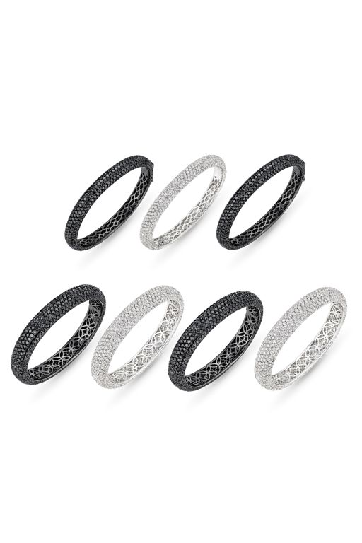 Seven 18k Gold Diamond Bangle Bracelets