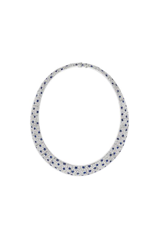 Platinum and Gold Sapphire and Diamond Necklace