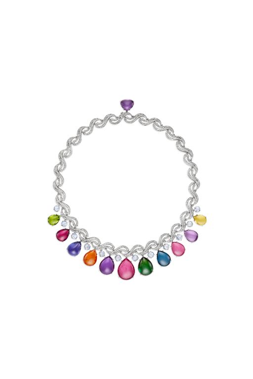 18k White Gold Multi-Gem Necklace