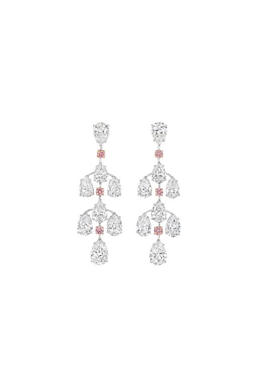 Platinum and Rose Gold Diamond Chandelier Earrings