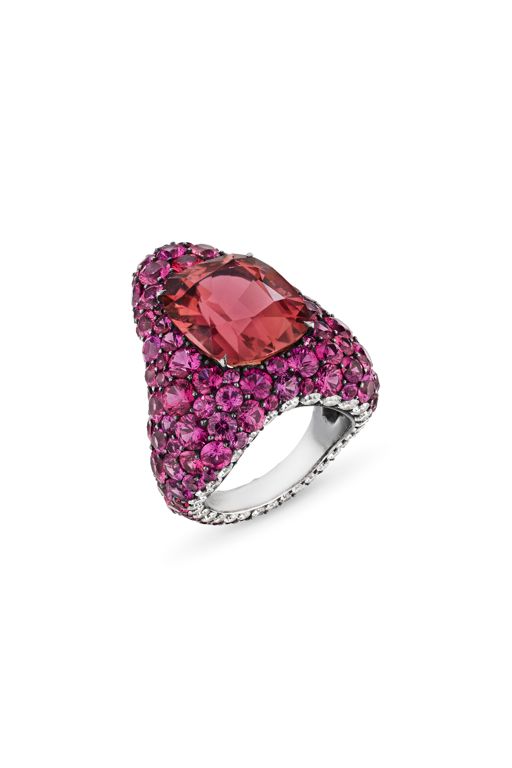 Platinum and 18k Blackened Gold Multi-Gem Ring