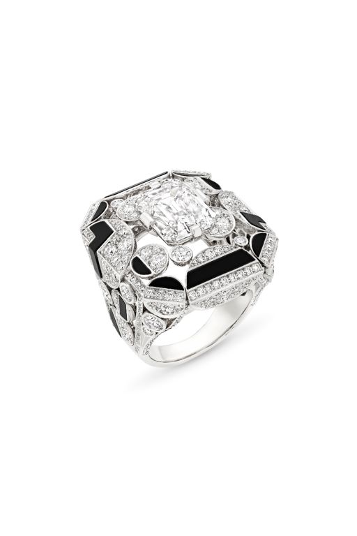 18k White Gold Diamond and Onyx Ring
