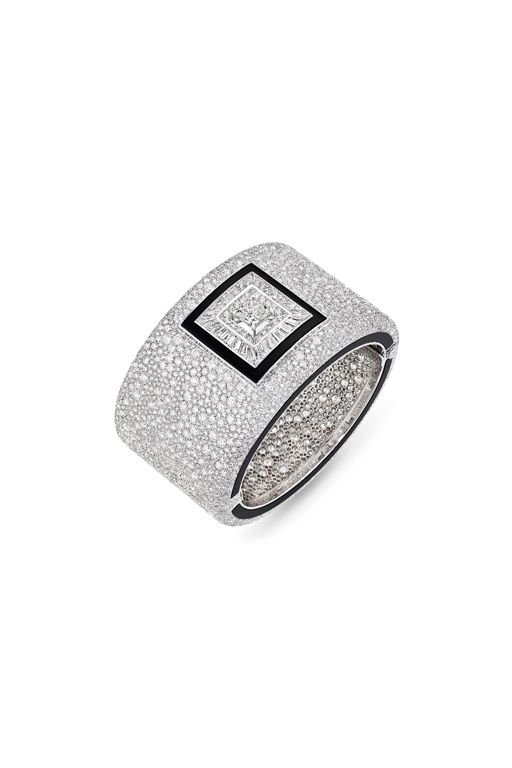 18k White Gold Diamond and Onyx Bracelet