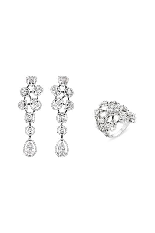 18k White Gold Diamond Jewelry Set