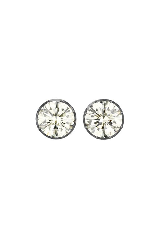 18k Yellow Gold and Silver Diamond Earrings