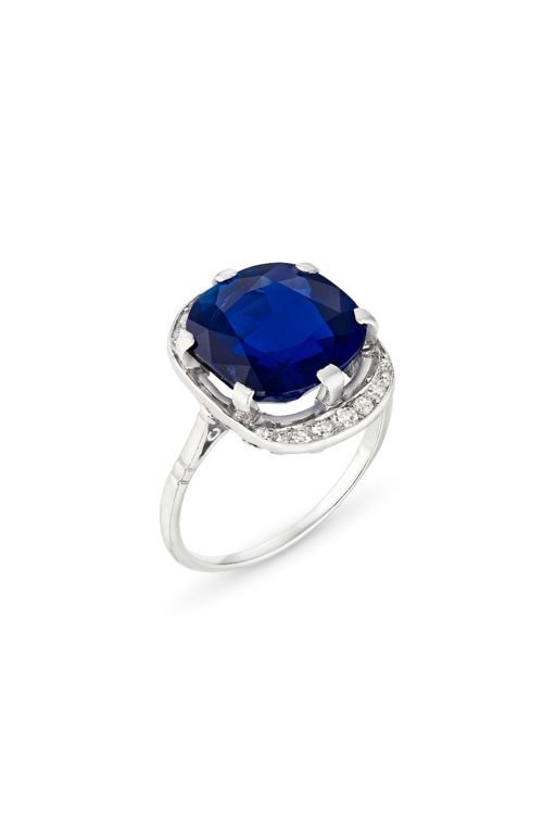 Platinum Sapphire and Diamond Ring