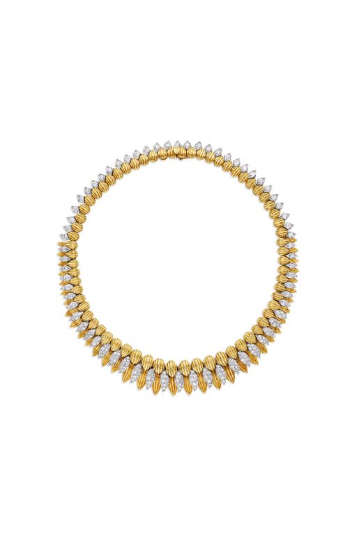 Yellow Gold and Platinum Diamond Necklace