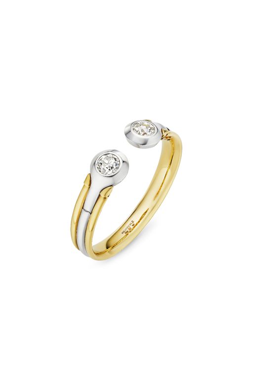 Platinum and 18k Yellow Gold Diamond Cuff Bracelet