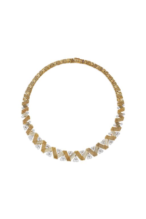 18k Yellow Gold and Platinum Diamond Necklace